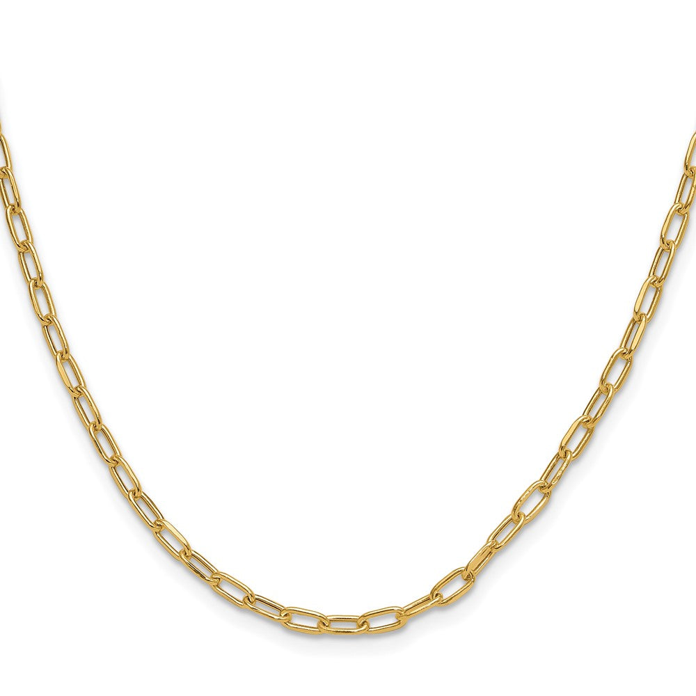 18 Inch 14K Yellow Gold 3.0mm Semi Solid Beveled D/C Paperclip Chain Necklace