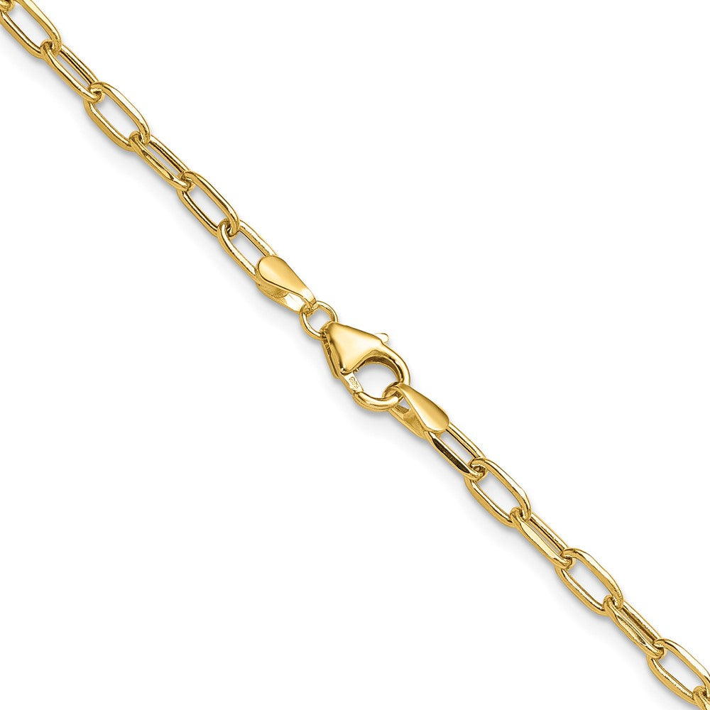 18 Inch 14K Yellow Gold 3.0mm Semi Solid Beveled D/C Paperclip Chain Necklace