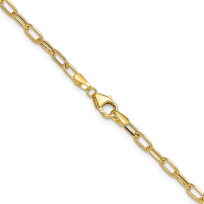 18 Inch 14K Yellow Gold 3.0mm Semi Solid Beveled D/C Paperclip Chain Necklace