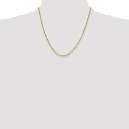 2 Inch 14K Yellow Gold 3.0mm Semi Solid Beveled D/C Paperclip Chain Necklace