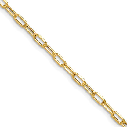 24 Inch 14K Yellow Gold 3.0mm Semi Solid Beveled D/C Paperclip Chain Necklace
