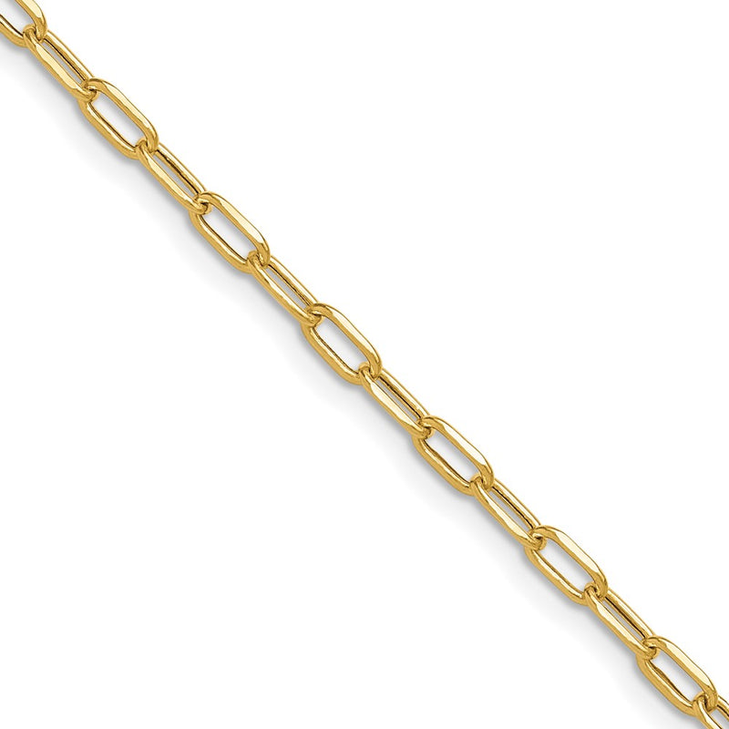 16 Inch 14K Yellow Gold 3.0mm Semi Solid Beveled D/C Paperclip Chain Necklace