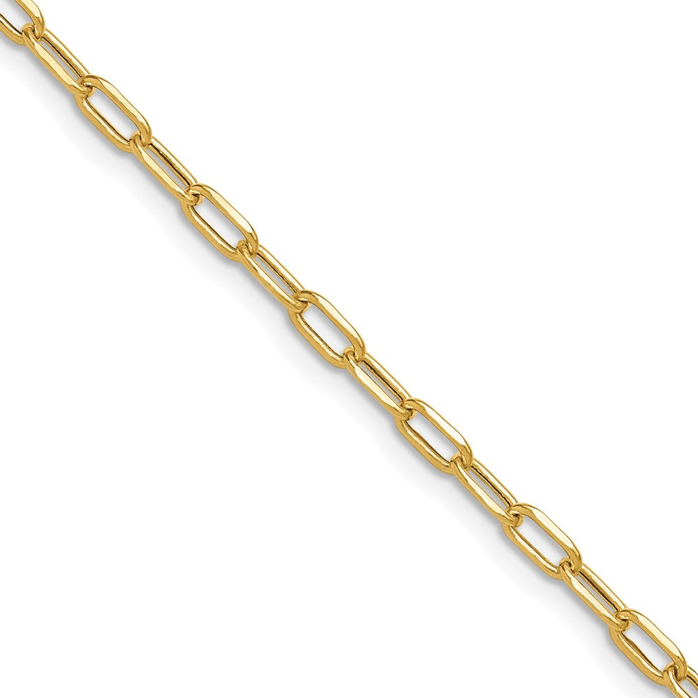 18 Inch 14K Yellow Gold 3.0mm Semi Solid Beveled D/C Paperclip Chain Necklace