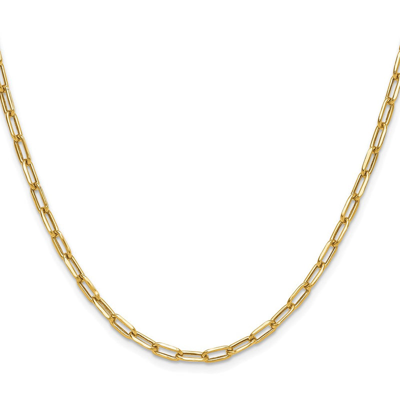 2 Inch 14K Yellow Gold 3.7mm Semi Solid Beveled D/C Paperclip Chain Necklace