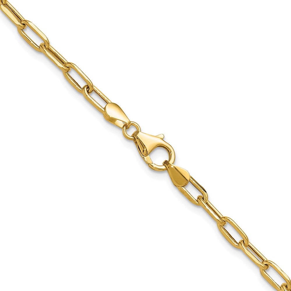 24 Inch 14K Yellow Gold 3.7mm Semi Solid Beveled D/C Paperclip Chain Necklace