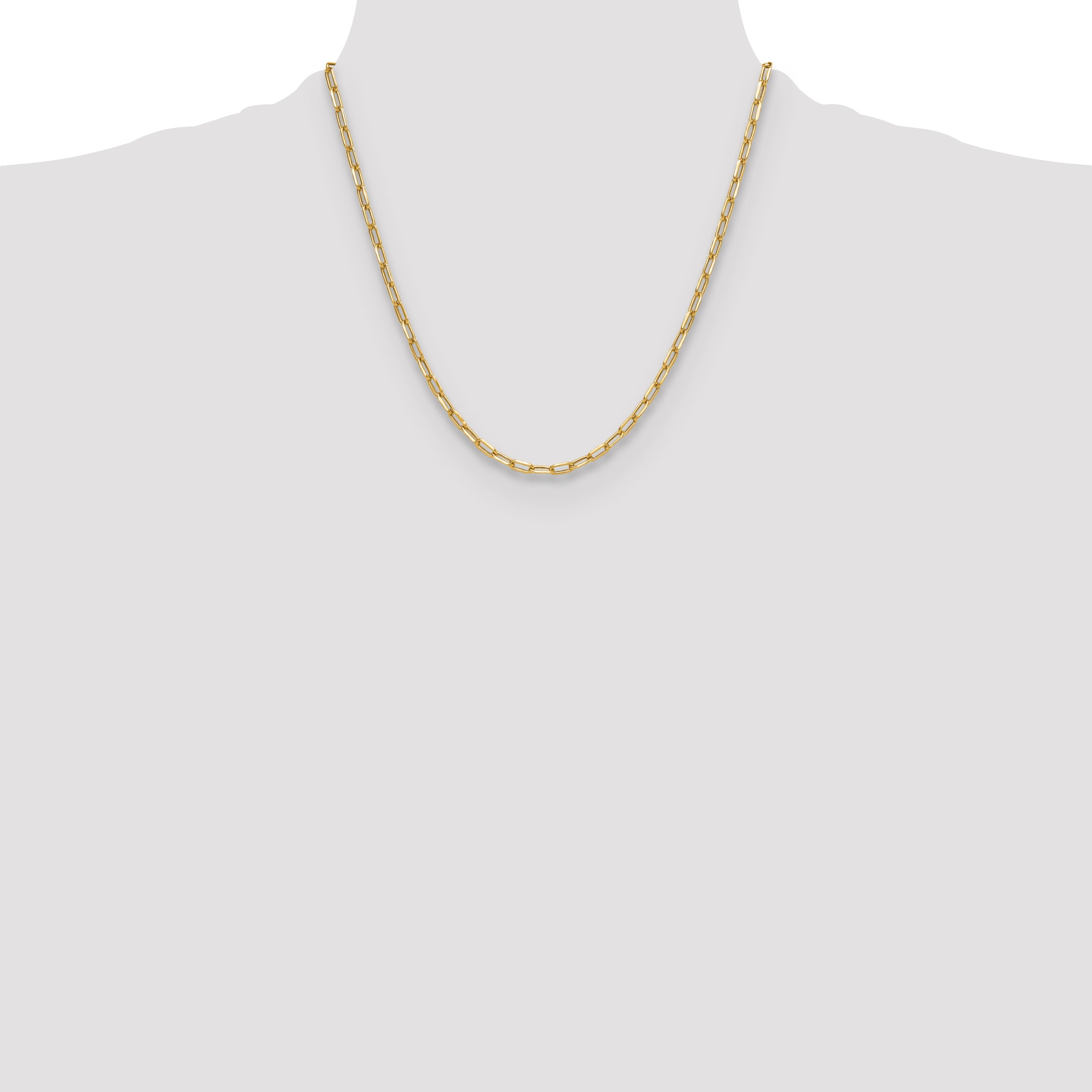 2 Inch 14K Yellow Gold 3.7mm Semi Solid Beveled D/C Paperclip Chain Necklace