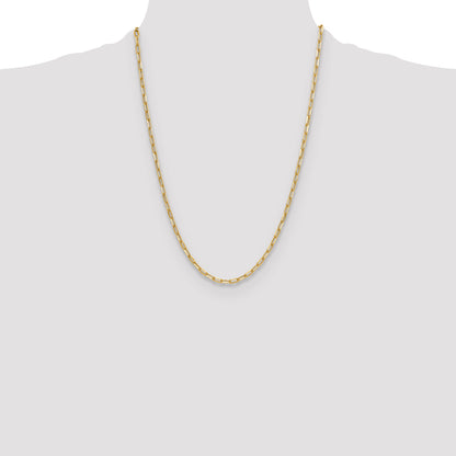24 Inch 14K Yellow Gold 3.7mm Semi Solid Beveled D/C Paperclip Chain Necklace