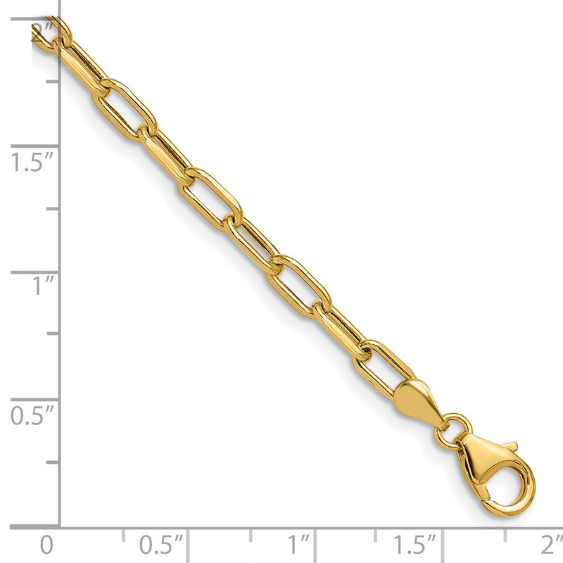 7 Inch 14K Yellow Gold 3.7mm Semi Solid Beveled D/C Paperclip Chain Bracelet