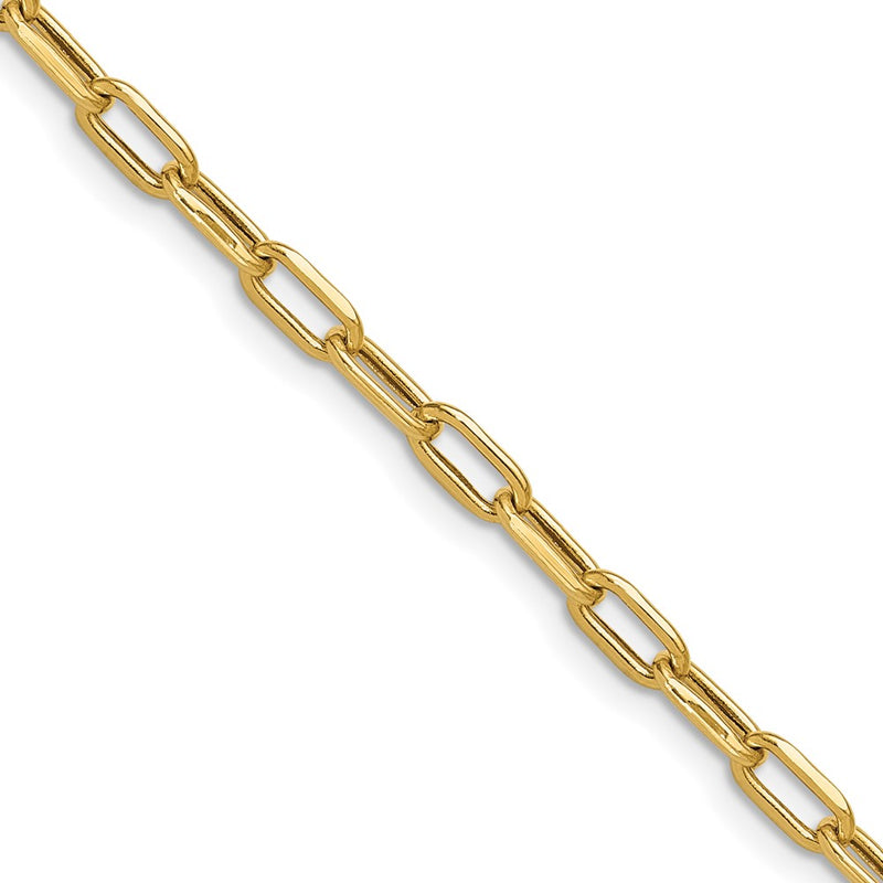 2 Inch 14K Yellow Gold 3.7mm Semi Solid Beveled D/C Paperclip Chain Necklace