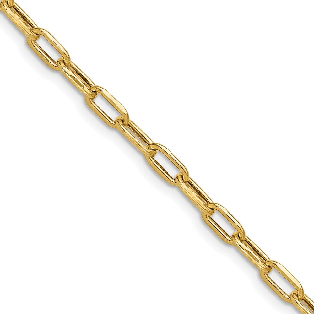 18 Inch 14K Yellow Gold 3.7mm Semi Solid Beveled D/C Paperclip Chain Necklace