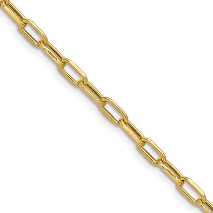 18 Inch 14K Yellow Gold 3.7mm Semi Solid Beveled D/C Paperclip Chain Necklace