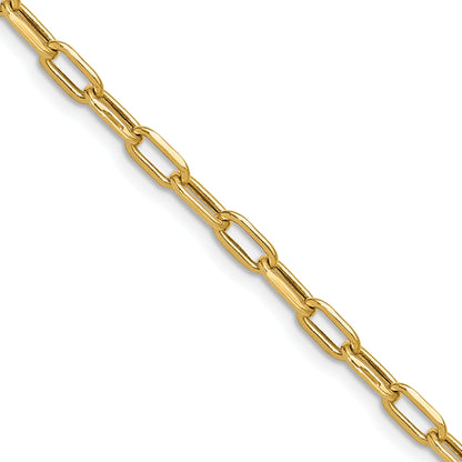 18 Inch 14K Yellow Gold 3.7mm Semi Solid Beveled D/C Paperclip Chain Necklace