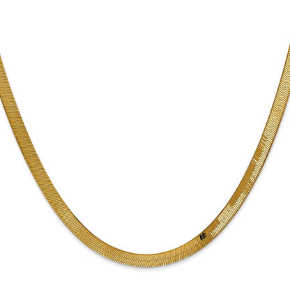 24 Inch 14K Yellow Gold 4mm Silky Herringbone Chain Necklace