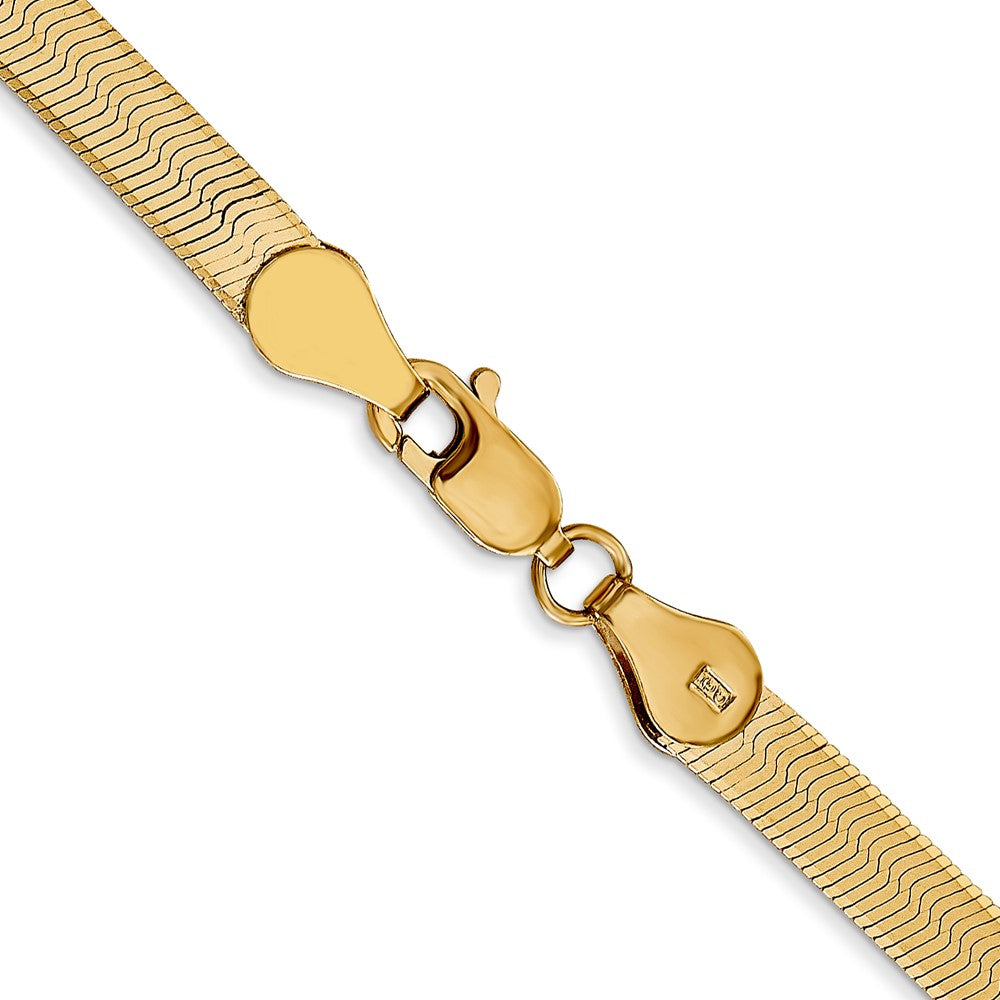 24 Inch 14K Yellow Gold 4mm Silky Herringbone Chain Necklace