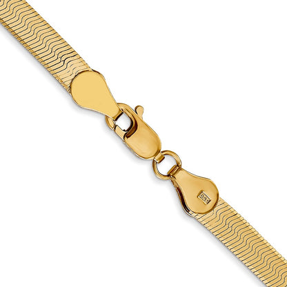 18 Inch 14K Yellow Gold 4mm Silky Herringbone Chain Necklace
