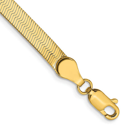 7 Inch 14K Yellow Gold 4mm Silky Herringbone Chain Bracelet