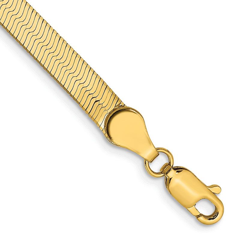 7 Inch 14K Yellow Gold 4mm Silky Herringbone Chain Bracelet