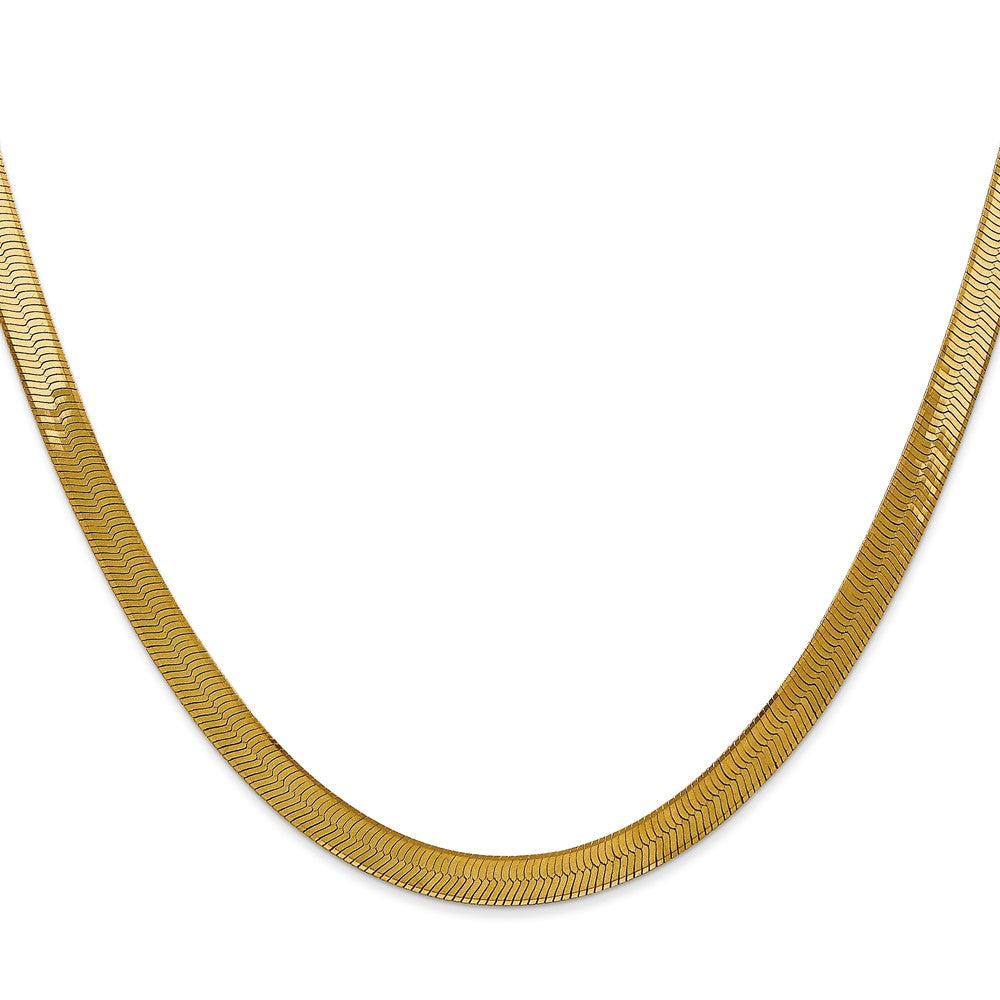 24 Inch 14K Yellow Gold 5mm Silky Herringbone Chain Necklace