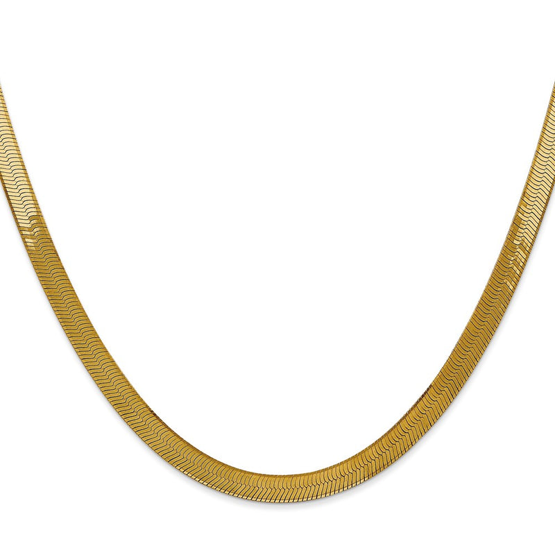 24 Inch 14K Yellow Gold 5mm Silky Herringbone Chain Necklace