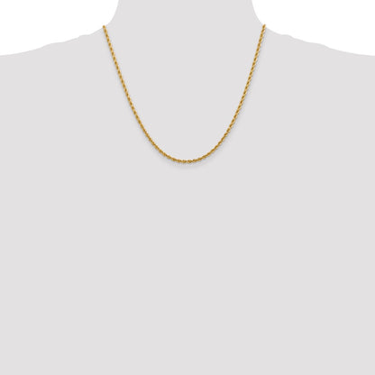 2 Inch 14K White Gold 2.75mm Diamond Cut Rope Chain Necklace
