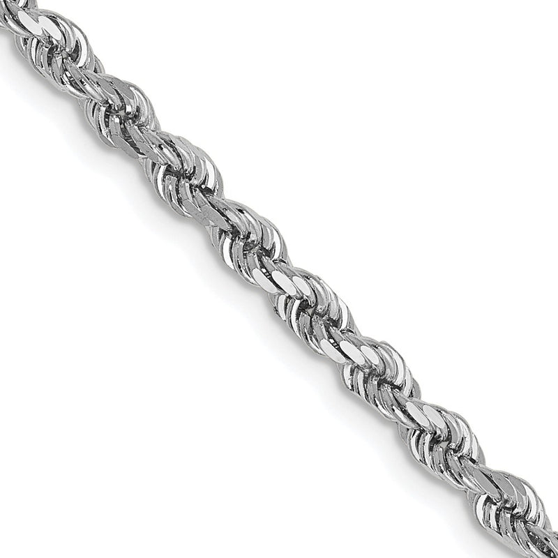 2 Inch 14K White Gold 2.75mm Diamond Cut Rope Chain Necklace