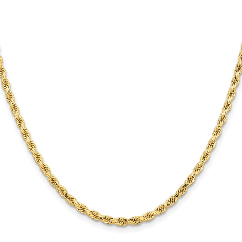 24 Inch 14K White Gold 3.25mm Diamond Cut Rope Chain Necklace