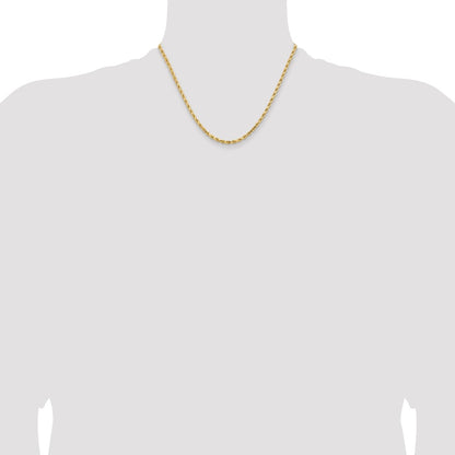 18 Inch 14K White Gold 3.25mm Diamond Cut Rope Chain Necklace