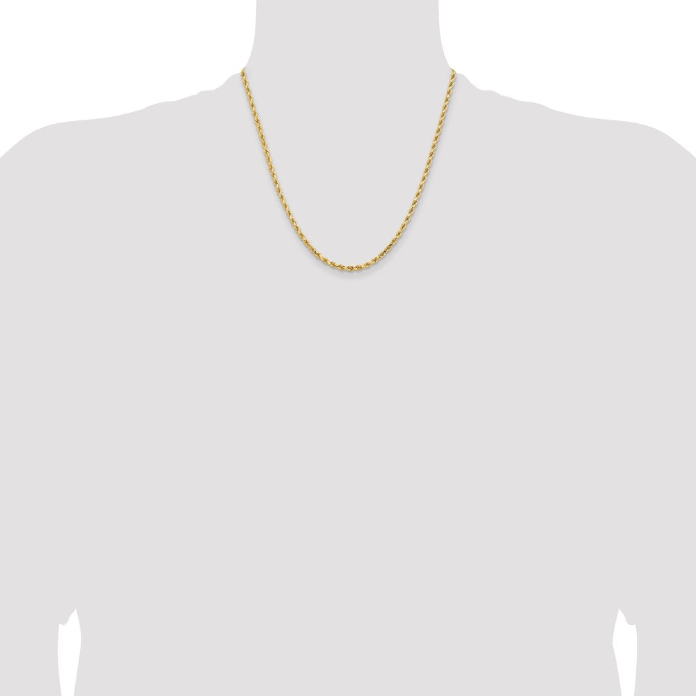 2 Inch 14K White Gold 3.25mm Diamond Cut Rope Chain Necklace