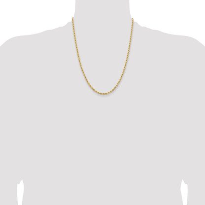 22 Inch 14K White Gold 3.25mm Diamond Cut Rope Chain Necklace