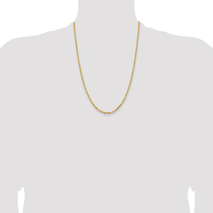 24 Inch 14K White Gold 3.25mm Diamond Cut Rope Chain Necklace