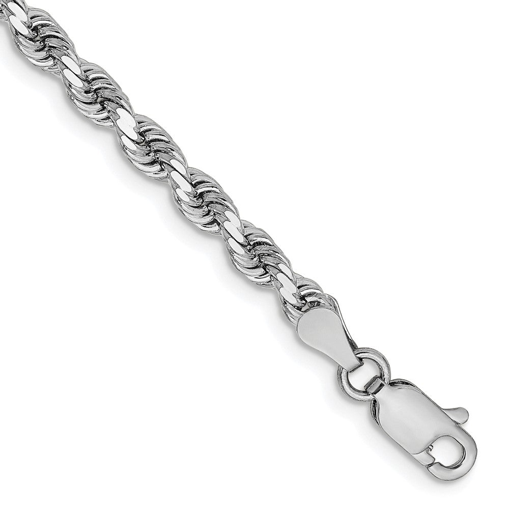 8 Inch 14K White Gold 3.25mm Diamond Cut Rope Chain Bracelet