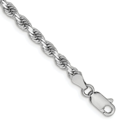 8 Inch 14K White Gold 3.25mm Diamond Cut Rope Chain Bracelet