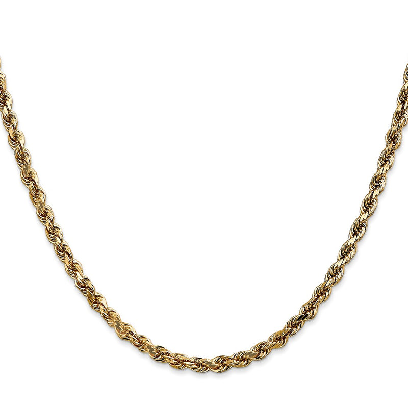 2 Inch 14K White Gold 3.5mm Diamond Cut Rope Chain Necklace