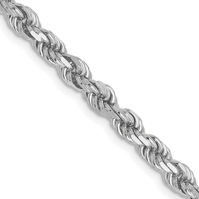22 Inch 14K White Gold 3.5mm Diamond Cut Rope Chain Necklace