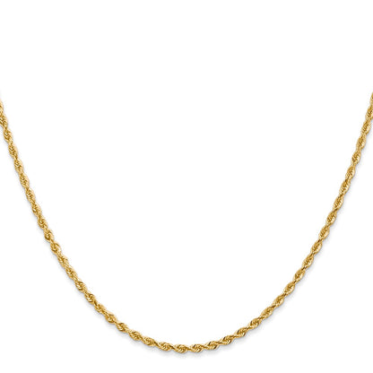 24 Inch 14K Yellow Gold 2.00mm Diamond Cut Lightweight Rope Chain Necklace