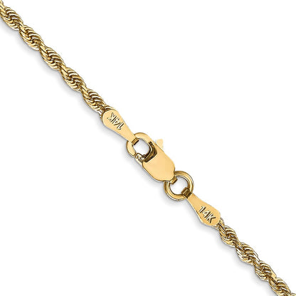 24 Inch 14K Yellow Gold 2.00mm Diamond Cut Lightweight Rope Chain Necklace