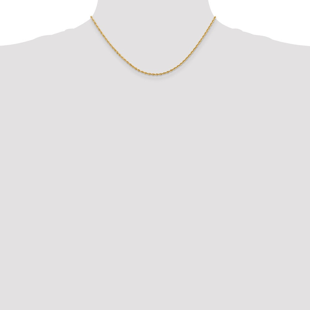 16 Inch 14K Yellow Gold 2.00mm Diamond Cut Lightweight Rope Chain Necklace