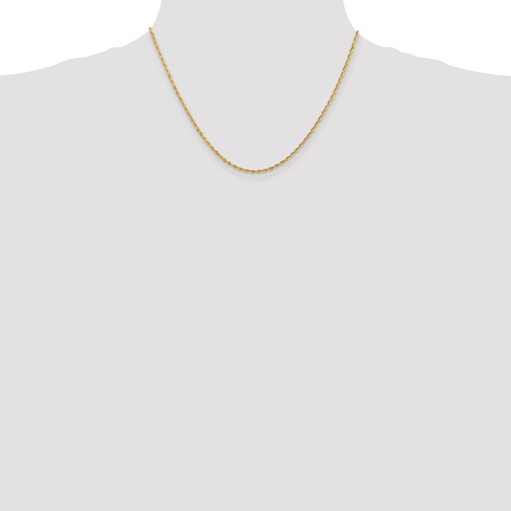 18 Inch 14K Yellow Gold 2.00mm Diamond Cut Lightweight Rope Chain Necklace