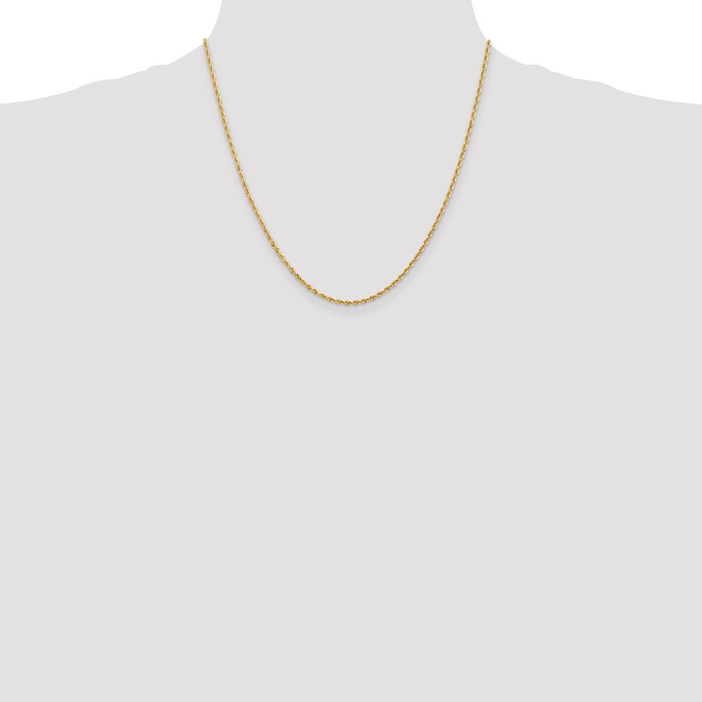 2 Inch 14K Yellow Gold 2.00mm Diamond Cut Lightweight Rope Chain Necklace