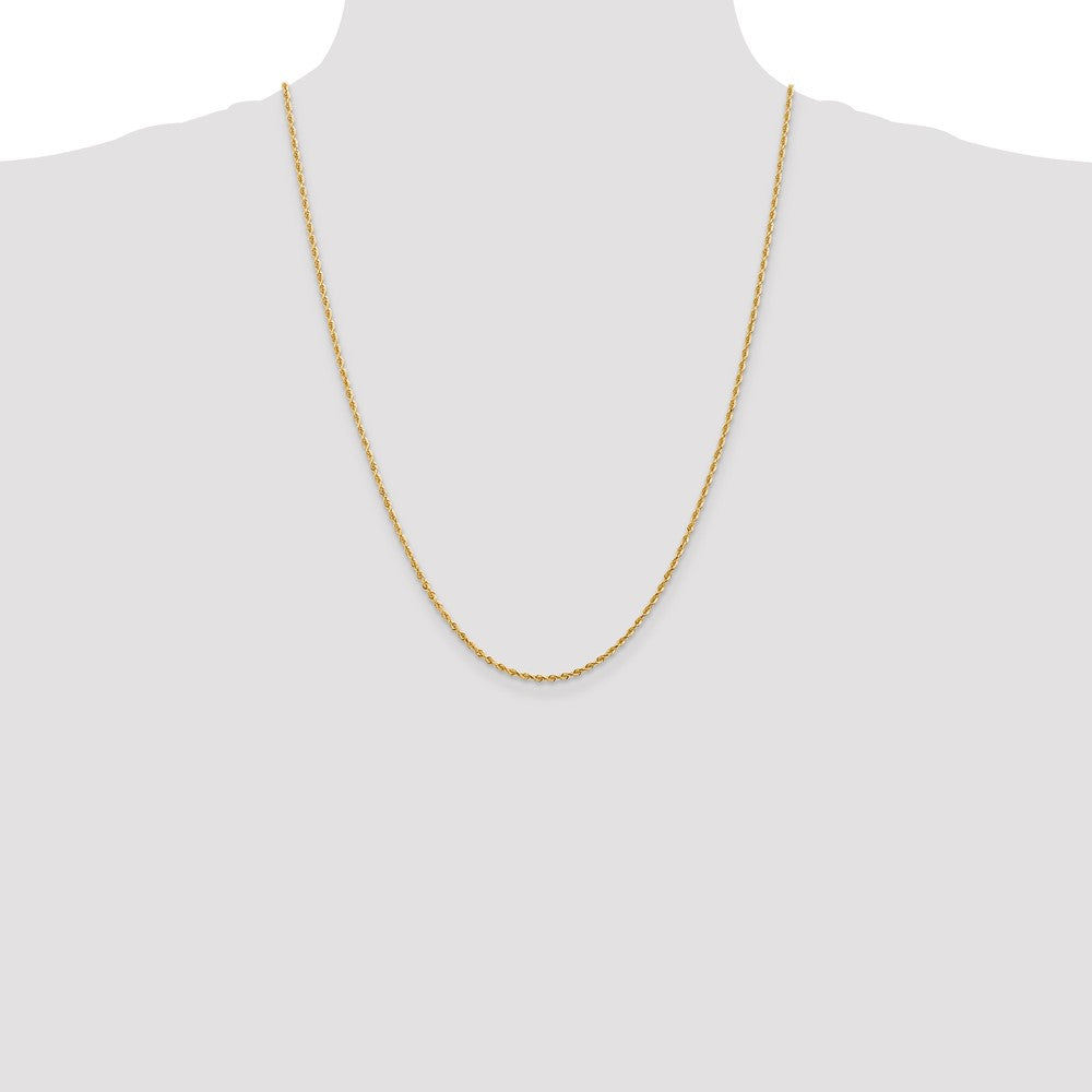 24 Inch 14K Yellow Gold 2.00mm Diamond Cut Lightweight Rope Chain Necklace