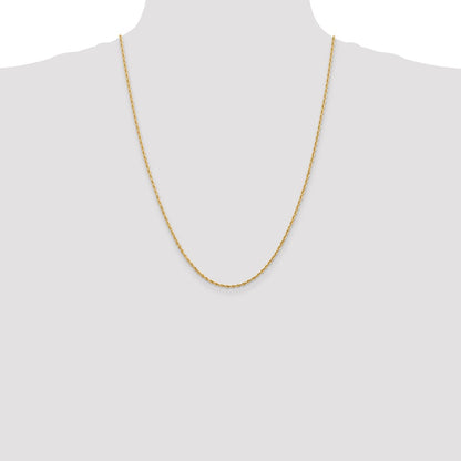 24 Inch 14K Yellow Gold 2.00mm Diamond Cut Lightweight Rope Chain Necklace