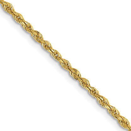 16 Inch 14K Yellow Gold 2.00mm Diamond Cut Lightweight Rope Chain Necklace