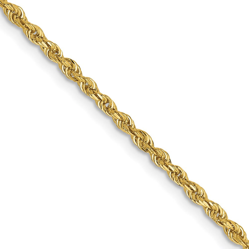16 Inch 14K Yellow Gold 2.00mm Diamond Cut Lightweight Rope Chain Necklace