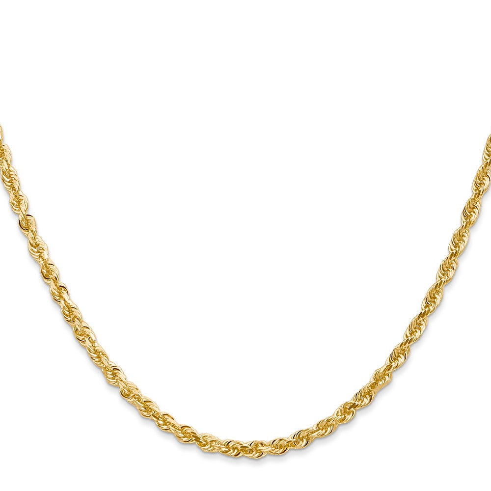 24 Inch 14K Yellow Gold 3.0mm Diamond Cut Lightweight Rope Chain Necklace