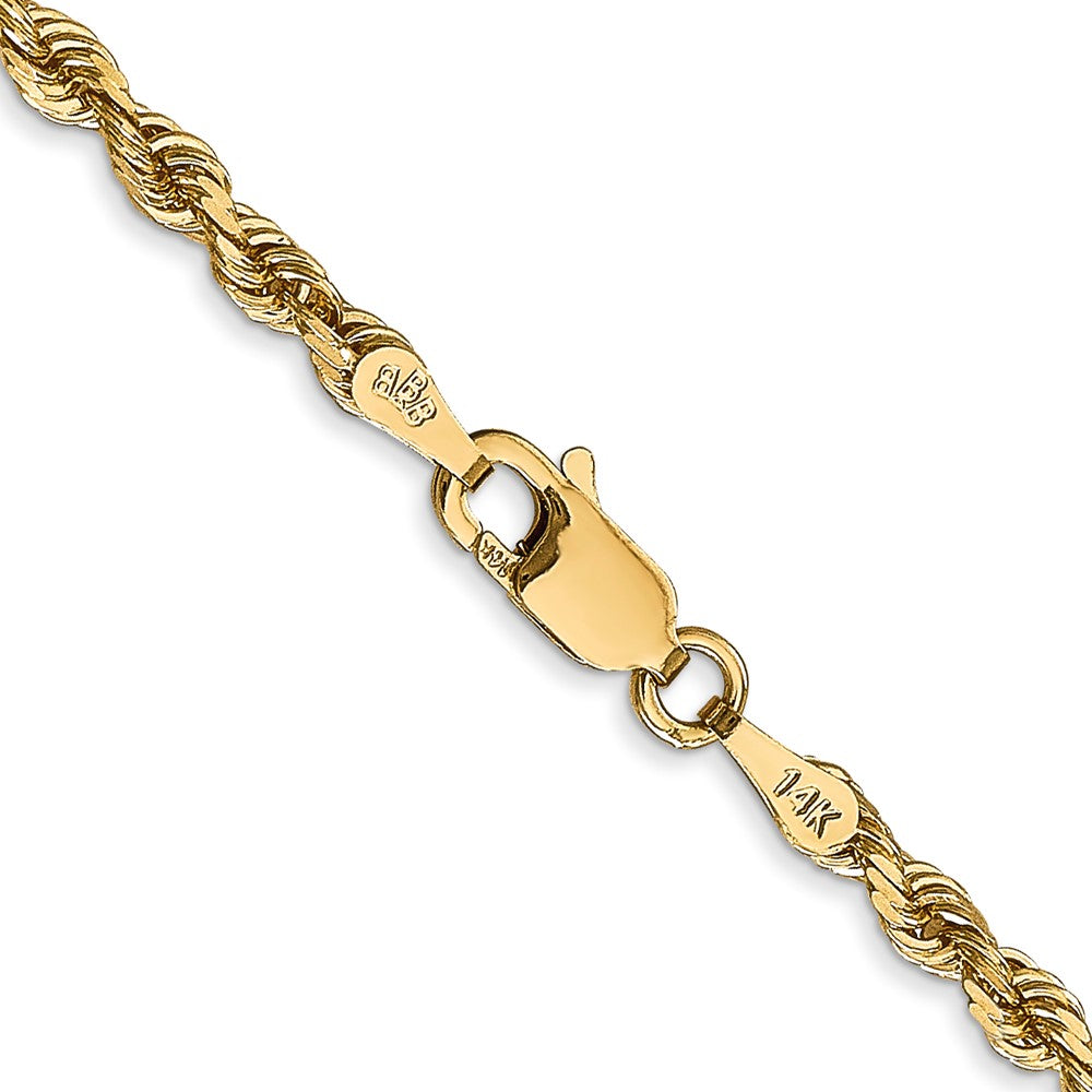 16 Inch 14K Yellow Gold 3.0mm Diamond Cut Lightweight Rope Chain Necklace