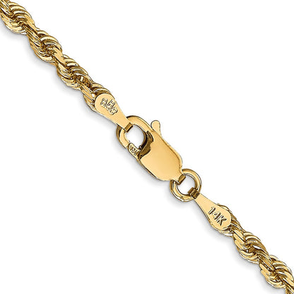 16 Inch 14K Yellow Gold 3.0mm Diamond Cut Lightweight Rope Chain Necklace