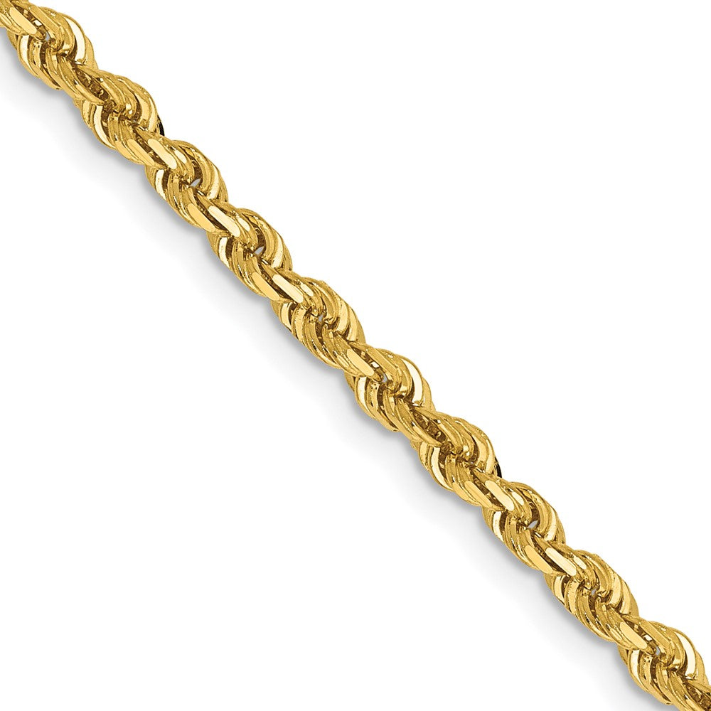 24 Inch 14K Yellow Gold 3.0mm Diamond Cut Lightweight Rope Chain Necklace