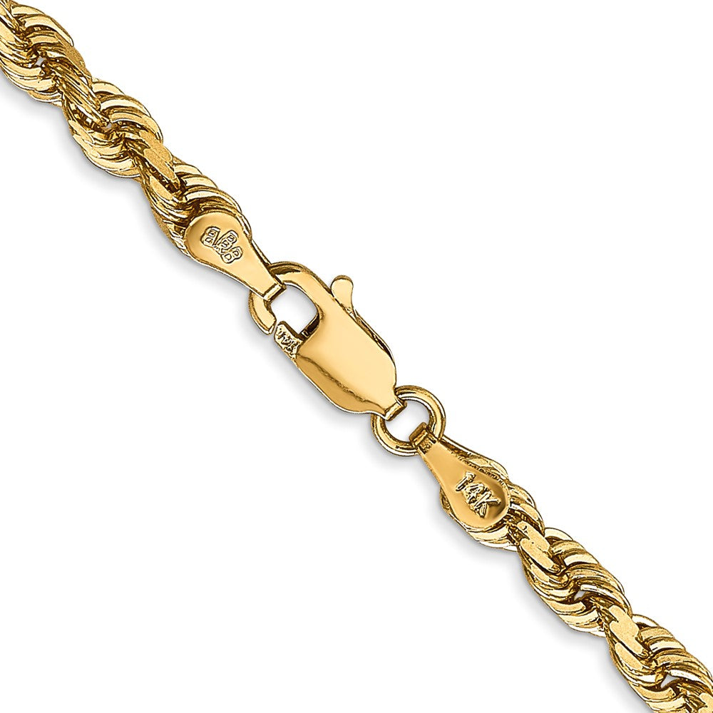 24 Inch 14K Yellow Gold 4mm Diamond Cut Lightweight Rope Chain Necklace
