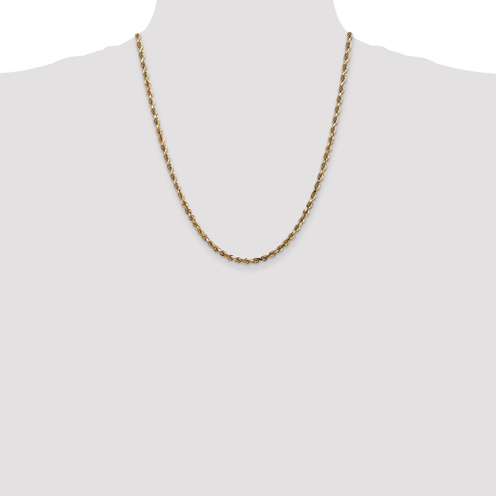 22 Inch 14K Yellow Gold 4mm Diamond Cut Lightweight Rope Chain Necklace