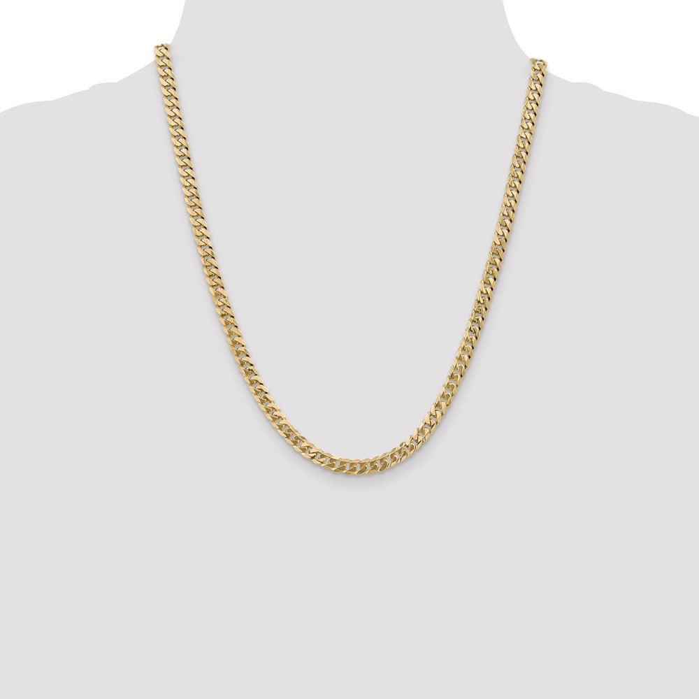 22 Inch 14K White Gold 5.75mm Flat Beveled Curb Chain Necklace